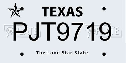 PJT9719 Texas License Plate