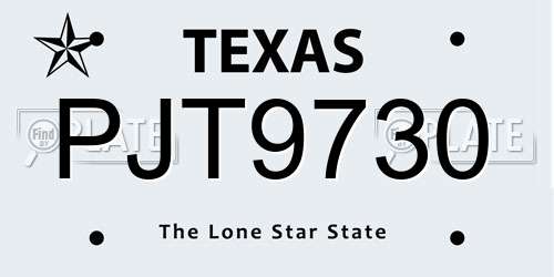 PJT9730 Texas License Plate