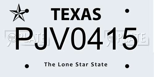 PJV0415 Texas License Plate