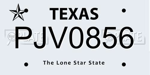 PJV0856 Texas License Plate