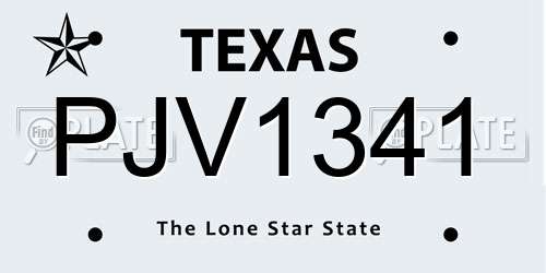 PJV1341 Texas License Plate