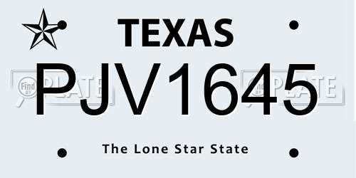 PJV1645 Texas License Plate