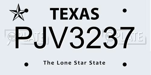 PJV3237 Texas License Plate