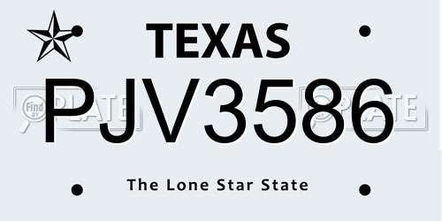 PJV3586 Texas License Plate