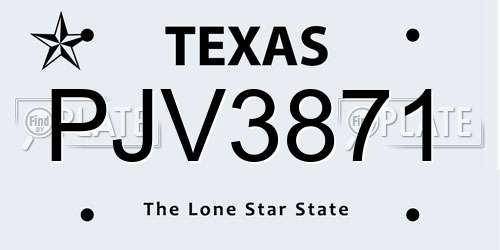 PJV3871 Texas License Plate
