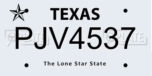PJV4537 Texas License Plate