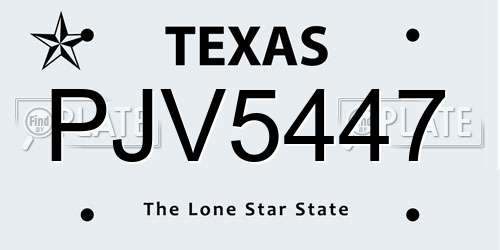 PJV5447 Texas License Plate