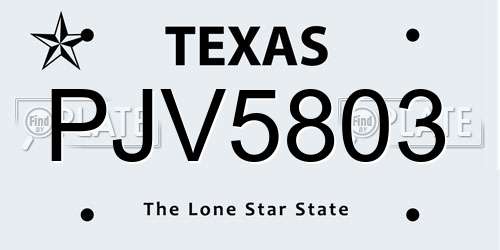 PJV5803 Texas License Plate