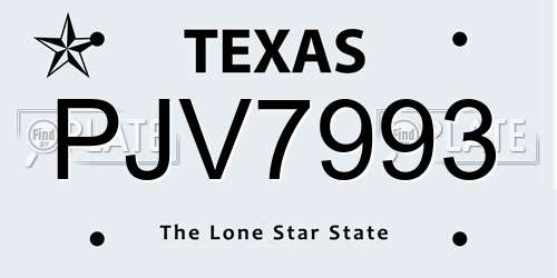 PJV7993 Texas License Plate