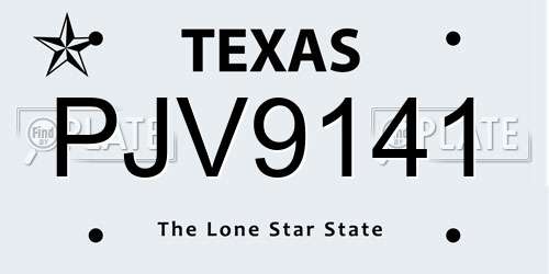 PJV9141 Texas License Plate