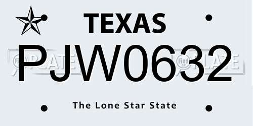 PJW0632 Texas License Plate