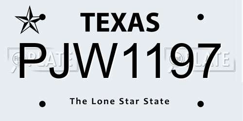 PJW1197 Texas License Plate