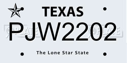 PJW2202 Texas License Plate