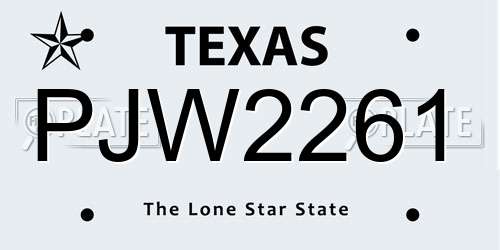 PJW2261 Texas License Plate