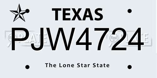 PJW4724 Texas License Plate