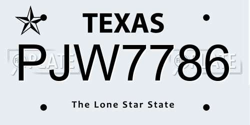 PJW7786 Texas License Plate
