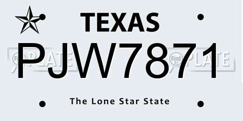 PJW7871 Texas License Plate