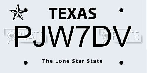 PJW7DV Texas License Plate
