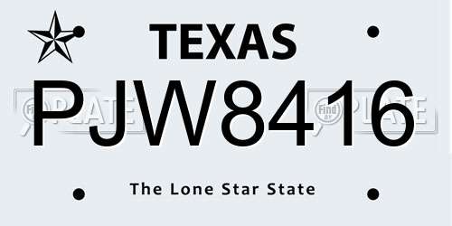 PJW8416 Texas License Plate