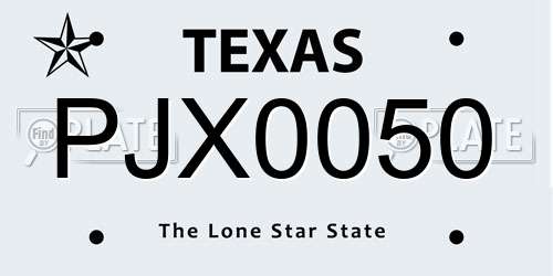 PJX0050 Texas License Plate