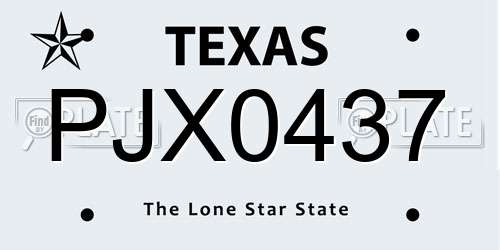 PJX0437 Texas License Plate