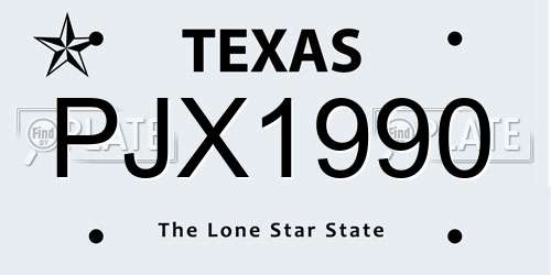 PJX1990 Texas License Plate