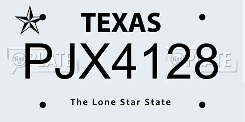 PJX4128 Texas License Plate