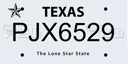 PJX6529 Texas License Plate