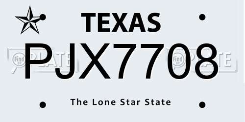 PJX7708 Texas License Plate
