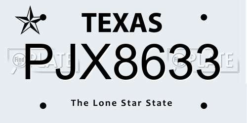 PJX8633 Texas License Plate