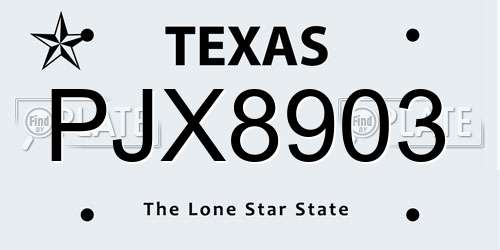 PJX8903 Texas License Plate