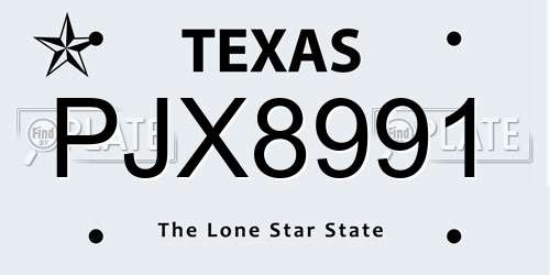 PJX8991 Texas License Plate