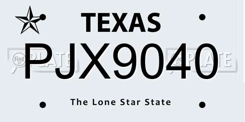 PJX9040 Texas License Plate