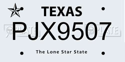 PJX9507 Texas License Plate