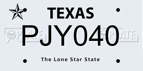PJY040 Texas License Plate