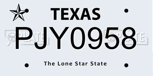 PJY0958 Texas License Plate