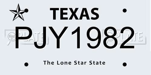 PJY1982 Texas License Plate