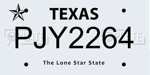 PJY2264 Texas License Plate