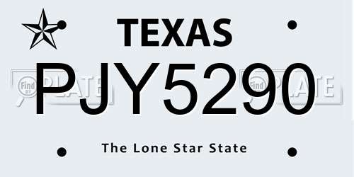PJY5290 Texas License Plate