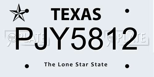 PJY5812 Texas License Plate