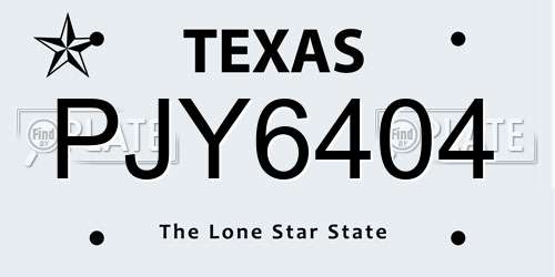 PJY6404 Texas License Plate