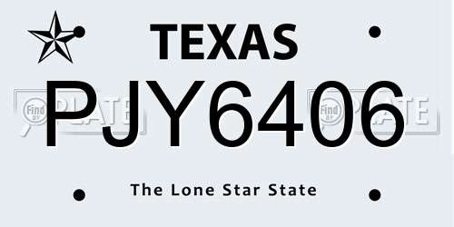 PJY6406 Texas License Plate