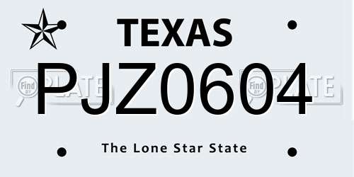 PJZ0604 Texas License Plate