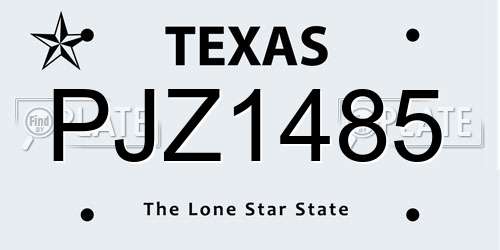PJZ1485 Texas License Plate