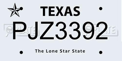 PJZ3392 Texas License Plate