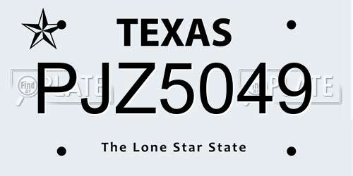PJZ5049 Texas License Plate