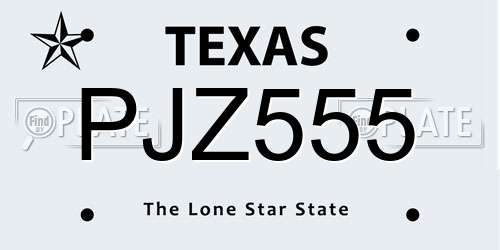 PJZ555 Texas License Plate