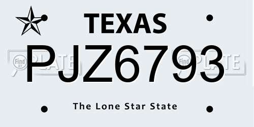 PJZ6793 Texas License Plate