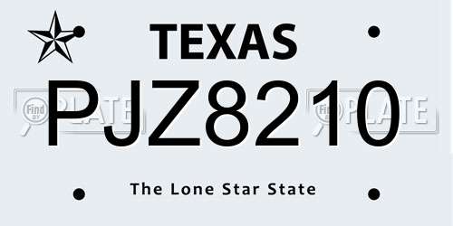 PJZ8210 Texas License Plate