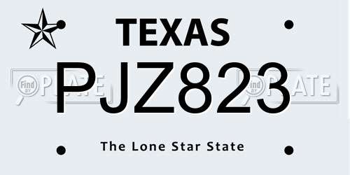 PJZ823 Texas License Plate